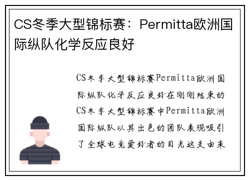 CS冬季大型锦标赛：Permitta欧洲国际纵队化学反应良好
