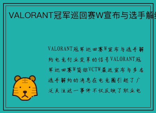 VALORANT冠军巡回赛W宣布与选手解约