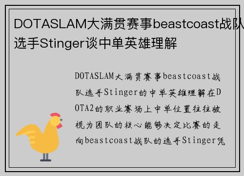 DOTASLAM大满贯赛事beastcoast战队选手Stinger谈中单英雄理解